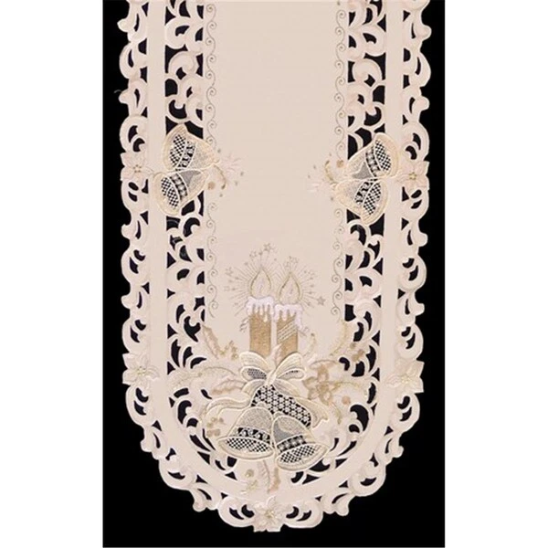 H8675-E Candles & Bells Cream Oval Placemat, 12 X 18 In.