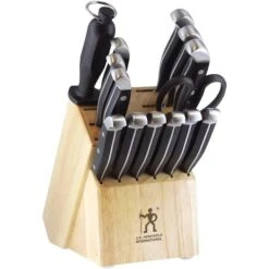 Statement Series Knife Block Set, 15Piece, Stainless Steel, Black, Satin