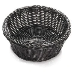 Natural Serving Basket, Round, Black, PK12